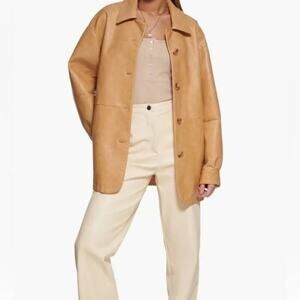 Levi's Oversize Tan‎ Faux Leather Relaxed Button Front Jacket Size Large